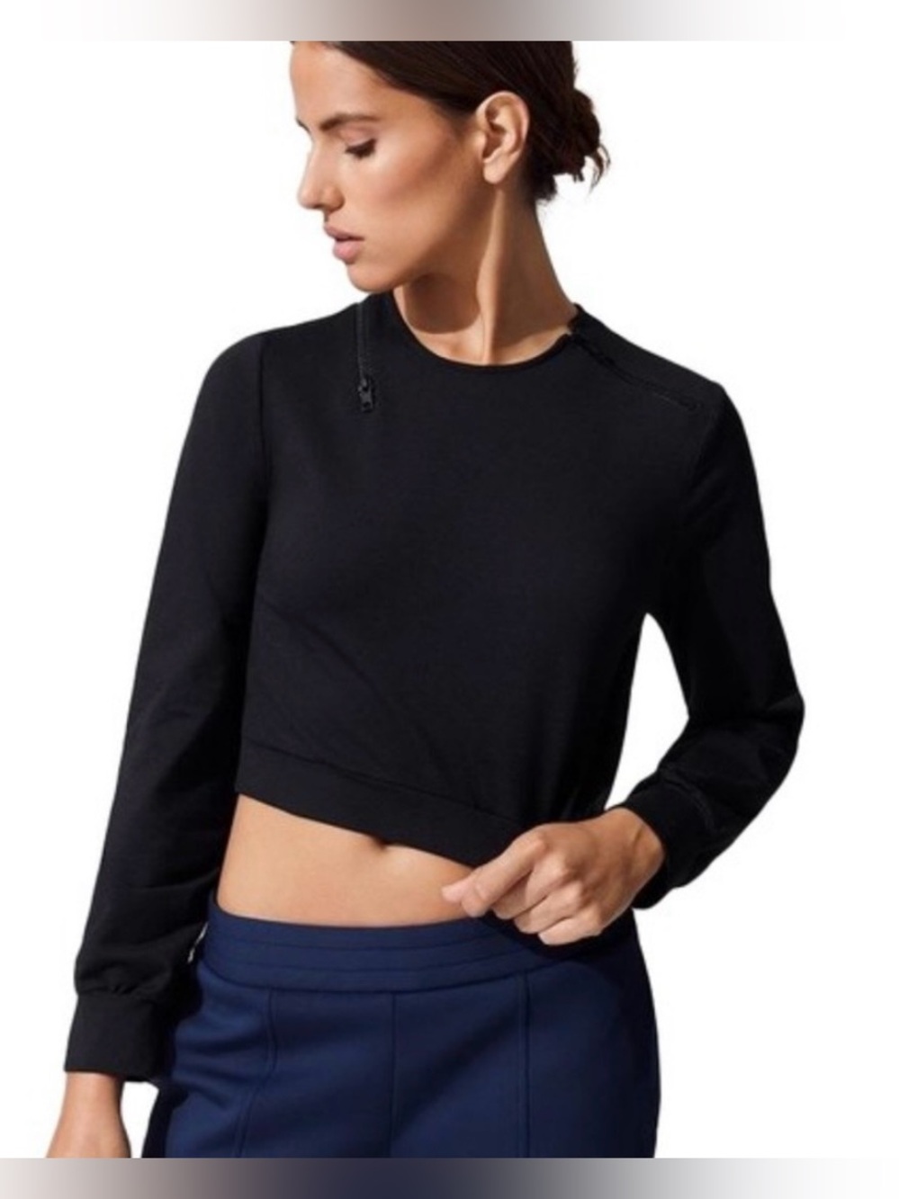 Cushnie et ochs cropped zipper long sleeve top - Picture 4 of 12